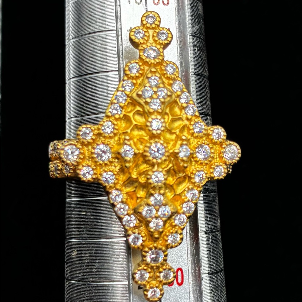 Freida Rothman Ornate Gold and CZ Ring Sz 8